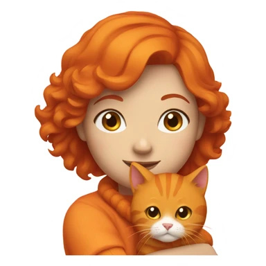 Red head woman cuddling orange cat sticker