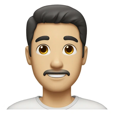 a white guy with a tidy dark hair black eyes rounded face sticker