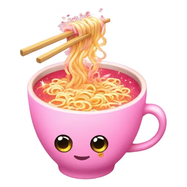Pink cup of ramen with glitter  sticker