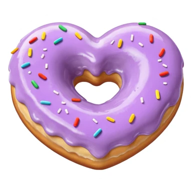 Realistic isolated heart shaped donut with pale lilac & glaze. sticker
