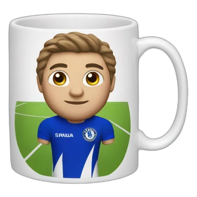 mug in a chelsea kit sticker