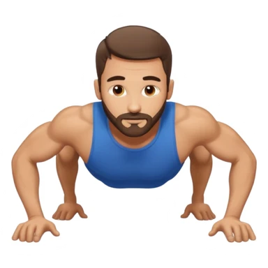 White man 2day stubble beard very short brown hair doing pushups  sticker