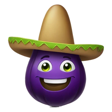 Eggplant with sombrero sticker