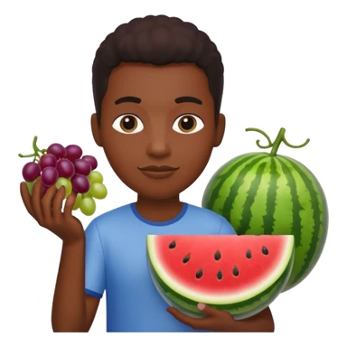 Black person holding watermelon and grapes sticker