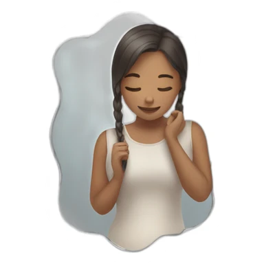 girl hugging mirror reflection sticker