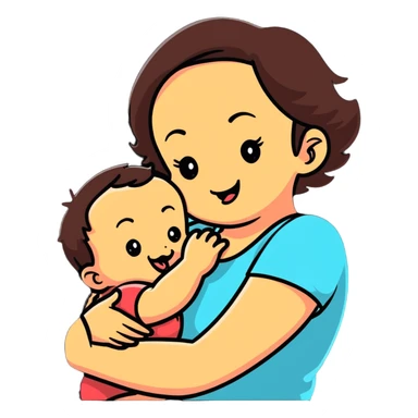 cute baby biting his mother's arm sticker