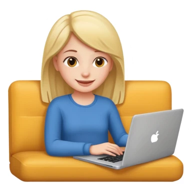 A girl is working with a laptop while lying on the sofa sticker