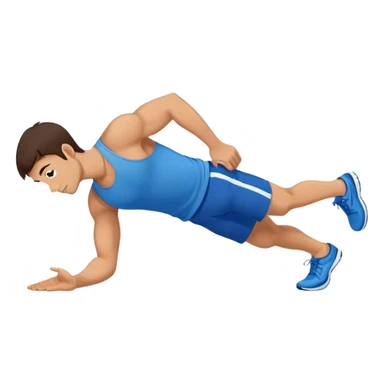 brunette man with blue shorts performing plank exercise sticker