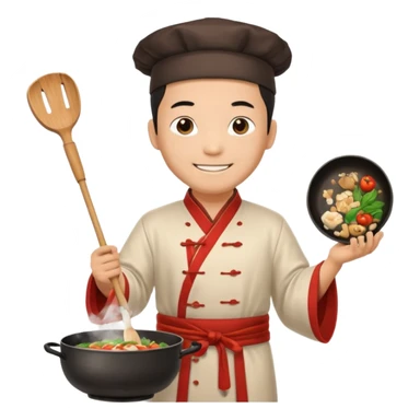 create emoji of a chinese man from 2000BC China cooking sticker