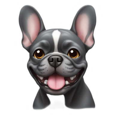 Dark Grey French bulldog smiling face sticker
