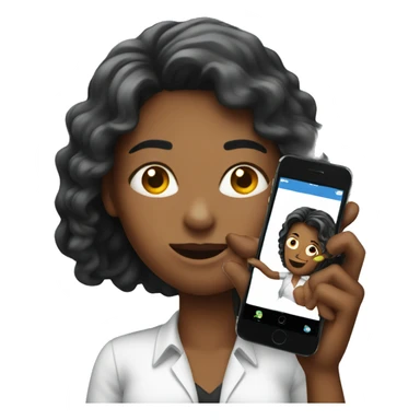 woman showing big phone sticker