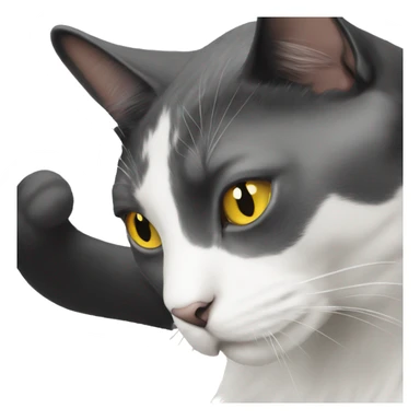 Tuxedo cat with black chin and yellow eyes  sticker