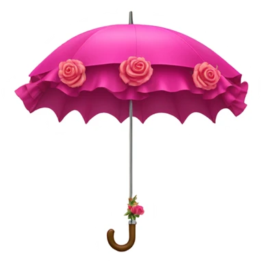 Detailed hot pink umbrella with large ruffles and roses plus a bow directly on top sticker
