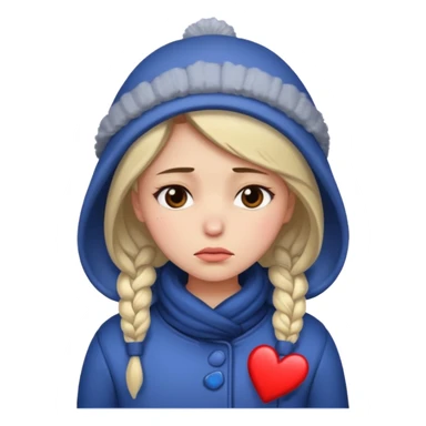 woman broken hearted, looking down sad, wearing a winter outfit sticker