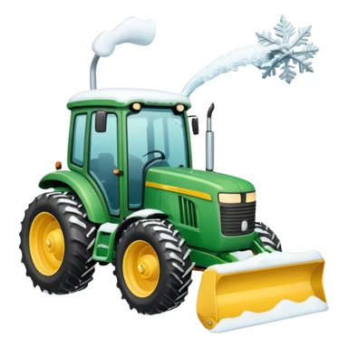 Green tractor with yellow blade pushing snow sticker