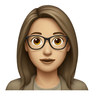 Woman with brown hair and a beige glasses, white skin sticker