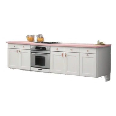 Realistic white and rose silver hanging kitchen cabinets  sticker