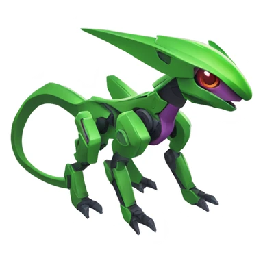 a green Genesect-Raptor-Fakémon—hybrid with a futuristic visor-helmet full body sticker
