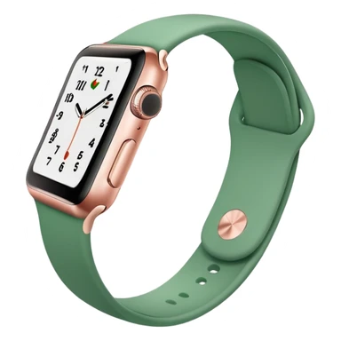 rose gold apple watch with green band sticker