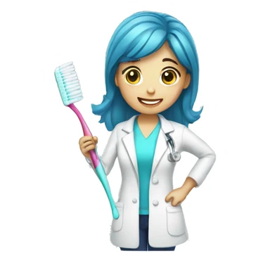 dentist girl with a toothbrush in his hand sticker