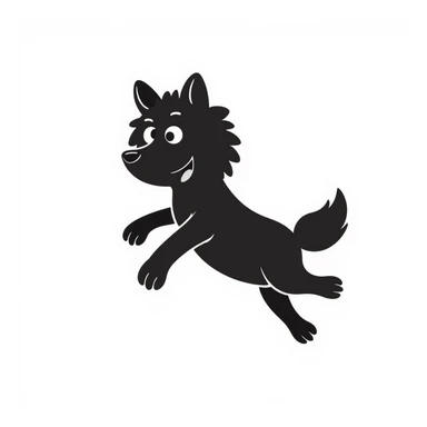 hand-drawn doodle style wolf, playful, black lines, white background sticker