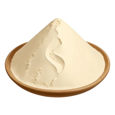 mound or scatter of wheat flour, fine pale white powder, uneven edges, dry and powdery surface, subtle texture, light shadows, no bowl or tools, clean 3D, soft shadows, transparent background, emoji scale sticker