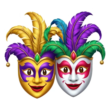2 jesters masks for mardi gras sticker