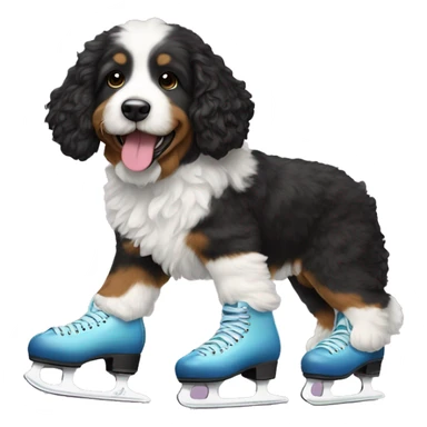 Bernedoodle wearing figure skates sticker
