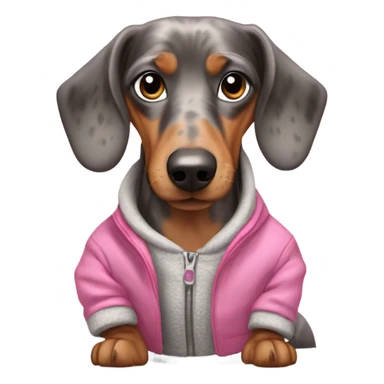 Merle dachshund wearing pink jacket  sticker