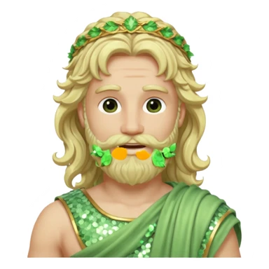 Zephyr, God of Spring Roman Deities with long blonde wavy hair and beard, pale green sequin toga sticker
