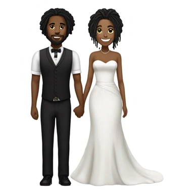 black couple with black dreadlocks plus size man , full body wedding sticker