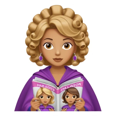 mujer en la peluquería con rulos en la cabeza y leyendo una revista sticker