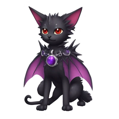 cool cute pretty black punk red Purple ethereal fantasy nargacuga-bat-cat-Fakemon spiked collar harness full body sticker