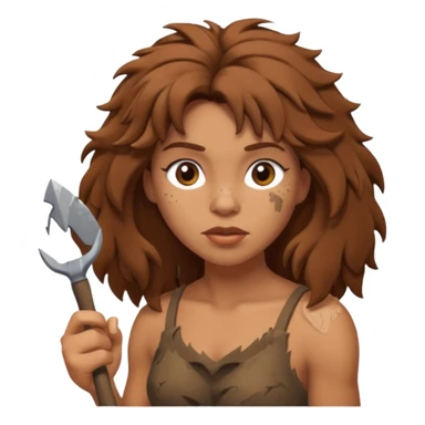 cartoon cavewoman with messy hair and a stone tool sticker