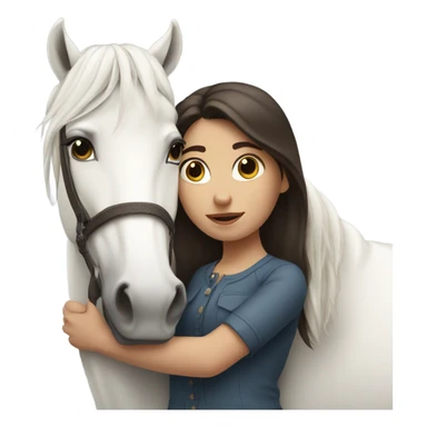 i want brunette girl hugging white horse  sticker