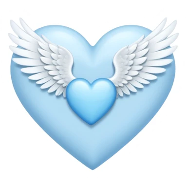 light sky blue heart with a wing on the right sticker
