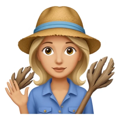 Liz collecting driftwood sticker