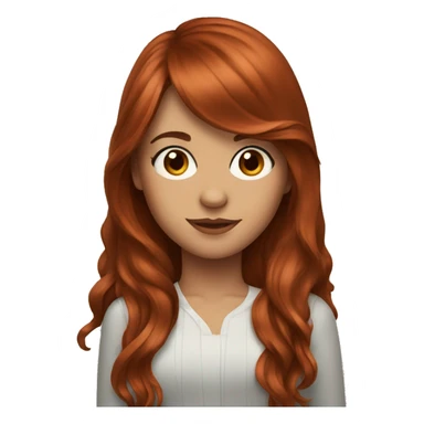beautiful girl with long red brown hair and curtain bangs sticker