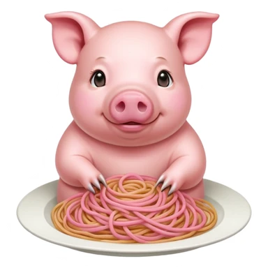   renaissance monalisa pig with pink spaghetti sticker