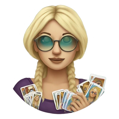 Blonde Hippie Karen with circular glasses and tarot cards sticker
