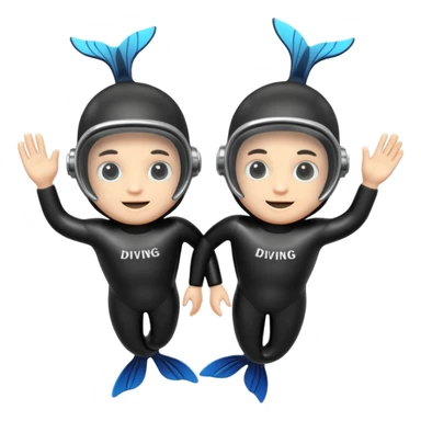 A 3D cartoon pair of diving flippers on a white background, shiny rubber texture, Memoji-style rendering. sticker