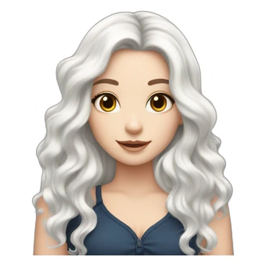 white girl with  long wavy black hair with  magic sparkles sticker