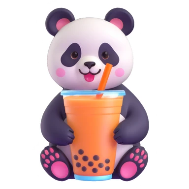 panda drinking bubble tea sticker