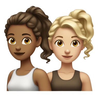 three girls blonde ponytail, brown curls, dark brown long hair  sticker
