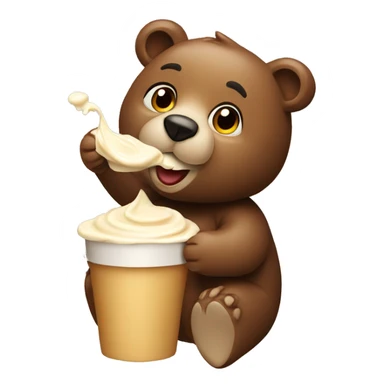 Bear eating Beige içe cream  sticker