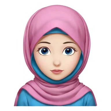 Turkish beautiful finish Konya girl blue eyes with pink peony hijab and islamic dress sticker