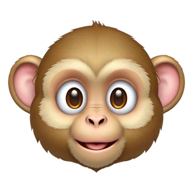 Cinematic Cute Macaque Portrait Emoji, Head tilted playfully and inquisitively, with a charmingly mischievous face accented by soft, fuzzy fur and round, sparkling eyes filled with curiosity, Simplified yet irresistibly adorable features, highly detailed, glowing with a warm, friendly glow, high shine, affectionate and lively, stylized with a touch of primate whimsy, bright and endearing, soft glowing outline, capturing the essence of a playful macaque that seems as if it could jump out of the screen into your arms! sticker