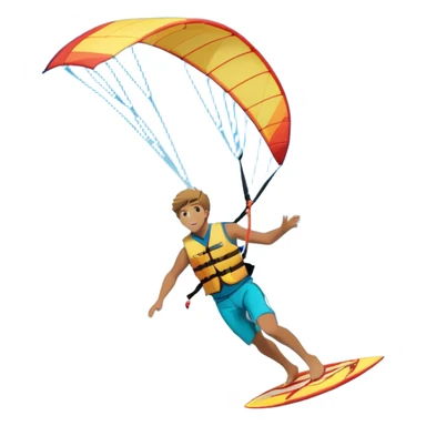 A kite surfer soaring above the waves, holding onto a kite with the wind in full force. The background showcases the ocean and sky, emphasizing the freedom, thrill, and energy of the sport. The motion of the kite and board is dynamic, capturing the excitement of kiting. sticker