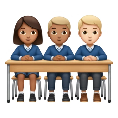 three school children sitting in a row behind their school desks sticker
