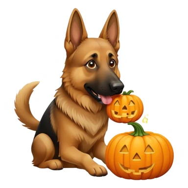 German Shepard eating pumpkin  sticker
